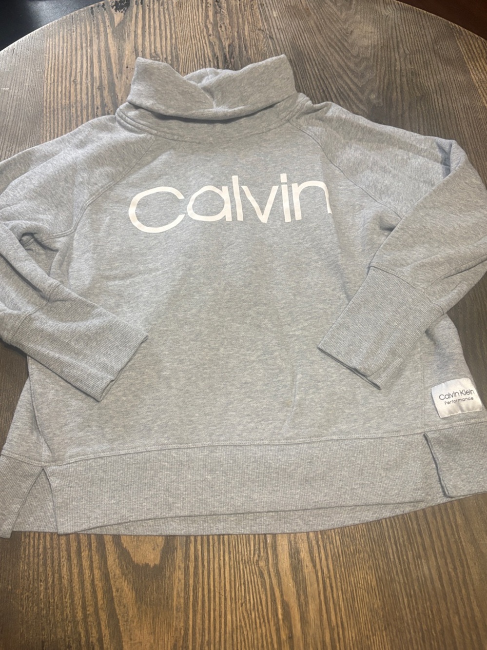 Calvin Klein Heather Gray Cowl Neck Sweatshirt